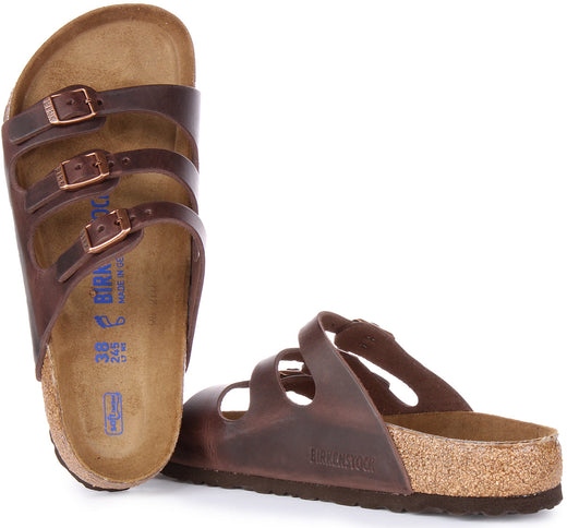 Birkenstock Florida sandalen | donkerbruin echt leer voor dames