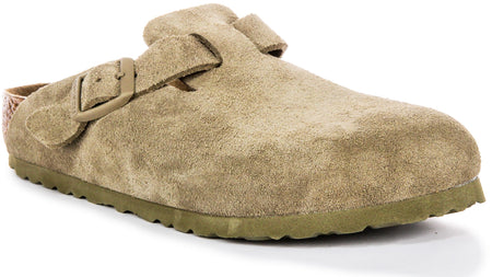 Sabots Birkenstock Boston | Birko-Flor kaki pour hommes et femmes