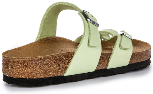 Sandales Birkenstock Mayari | Cuir nubuck vert citron pour femmes