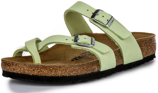 Sandales Birkenstock Mayari | Cuir nubuck vert citron pour femmes