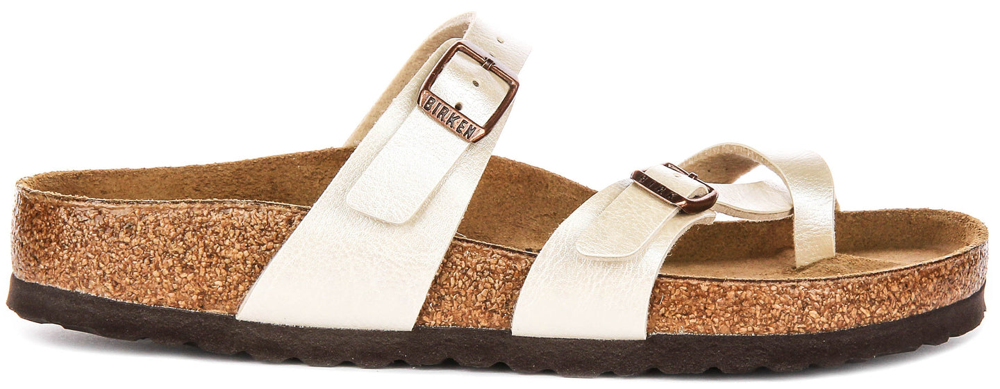 Birkenstock Mayari-sandalen | Parelwit Birko-Flor - metallic afwerking voor dames
