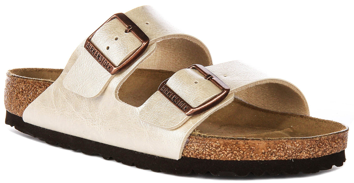 Sandalias Birkenstock Arizona | Birko-Flor blanco perla para mujer - Ajuste regular