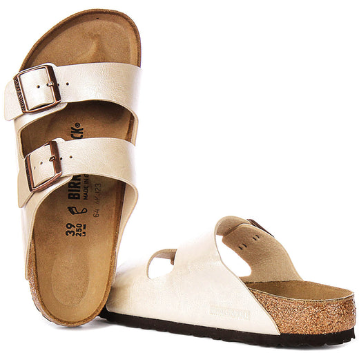 Sandalias Birkenstock Arizona | Birko-Flor blanco perla para mujer - Ajuste regular