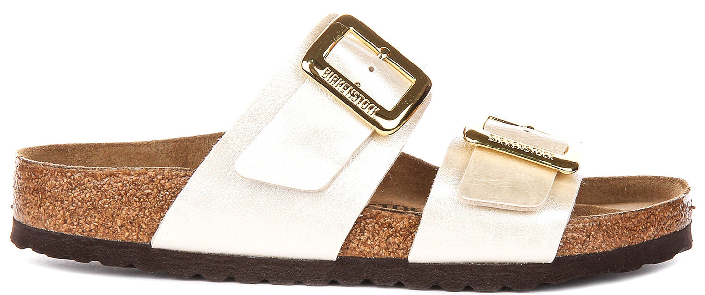 Zoccoli Birkenstock Sydney Cushion | Birko-Flor bianco perla da donna - calzata regolare