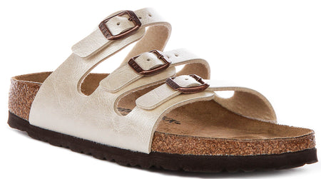 Birkenstock Florida-sandaler | pärlvit Birko-Flor för kvinnor – smal passform