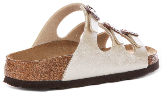 Sandali Birkenstock Florida | Birko-Flor bianco perla da donna - calzata stretta