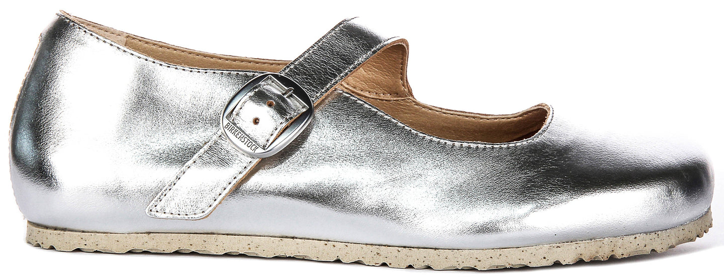 Scarpe Birkenstock Tracy | Tomaia argentata in materiale caratteristico Birkenstock per uomo e donna