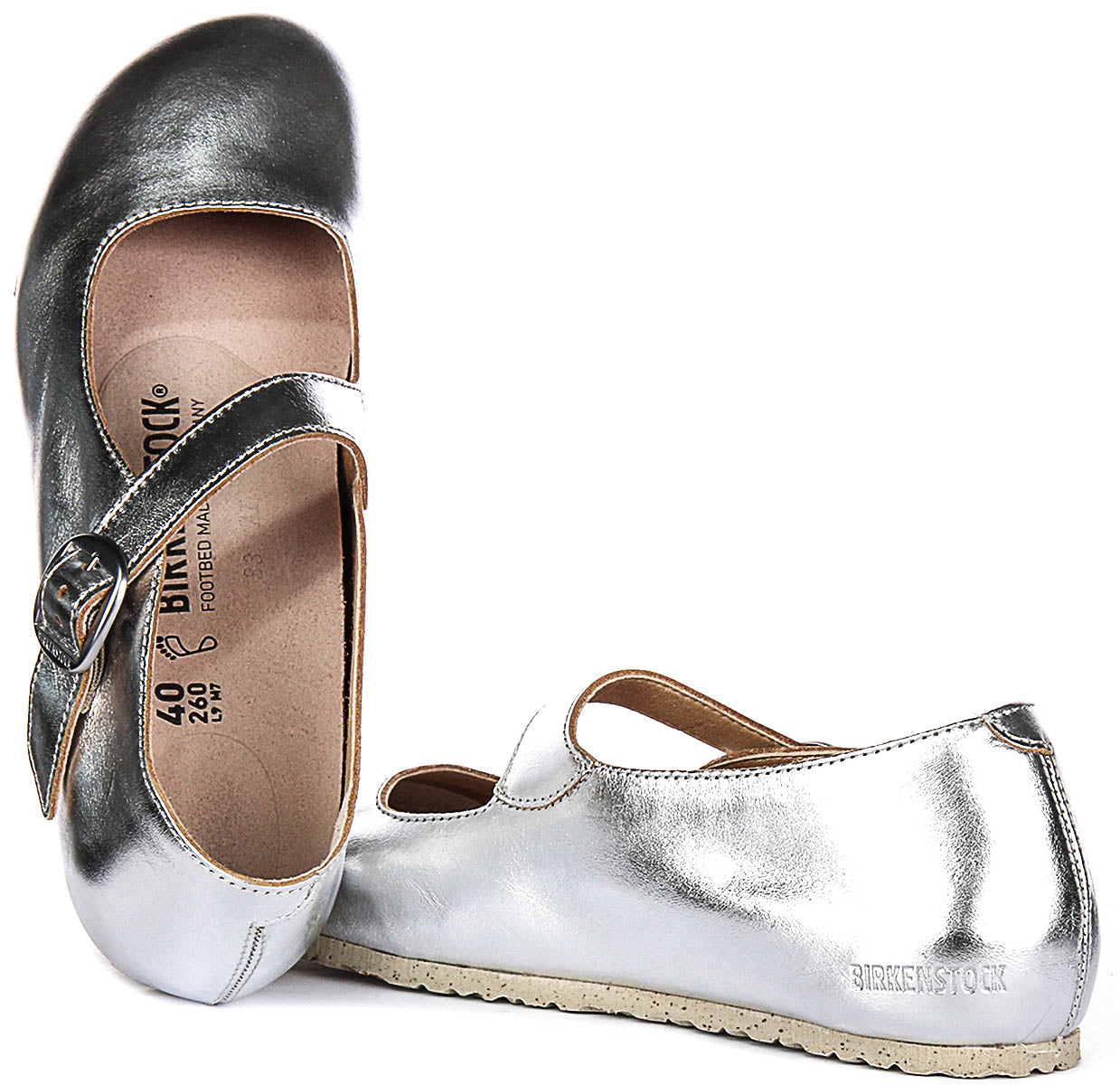 Scarpe Birkenstock Tracy | Tomaia argentata in materiale caratteristico Birkenstock per uomo e donna