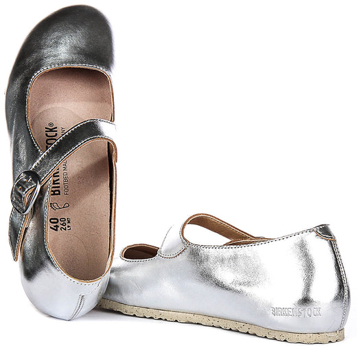 Scarpe Birkenstock Tracy | Tomaia argentata in materiale caratteristico Birkenstock per uomo e donna