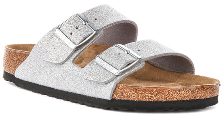 Sandali Birkenstock Arizona | Birko-Flor argento metallizzato - finitura metallizzata da donna - calzata regolare
