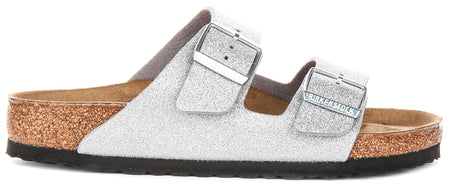 Sandali Birkenstock Arizona | Birko-Flor argento metallizzato - finitura metallizzata da donna - calzata regolare