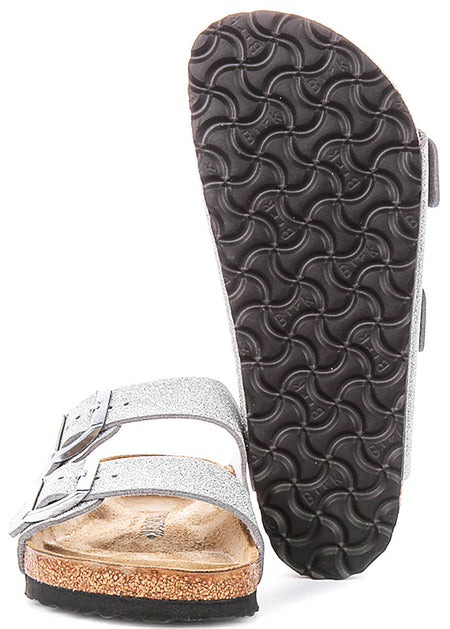 Sandali Birkenstock Arizona | Birko-Flor argento metallizzato - finitura metallizzata da donna - calzata regolare