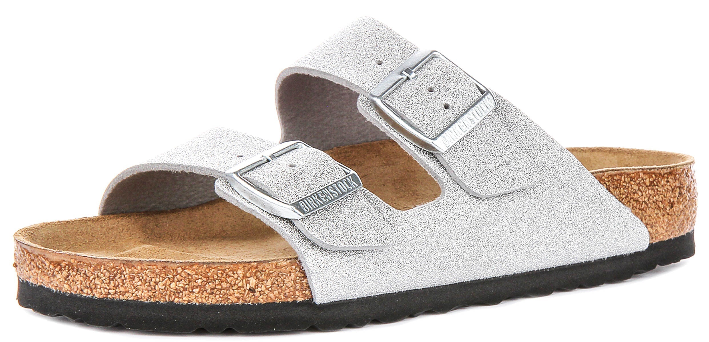 Sandali Birkenstock Arizona | Birko-Flor argento metallizzato - finitura metallizzata da donna - calzata regolare