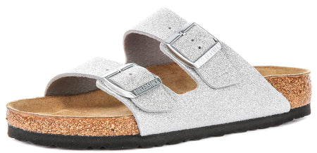 Sandali Birkenstock Arizona | Birko-Flor argento metallizzato - finitura metallizzata da donna - calzata regolare