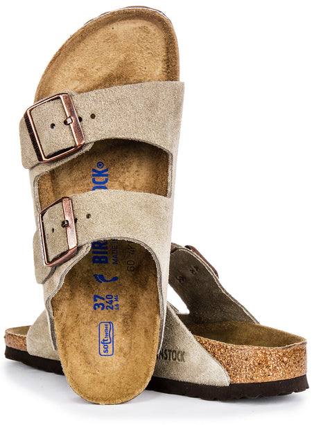 Birkenstock Arizona sandalen | Taupe suèdeleer - zacht voetbed voor dames - smalle pasvorm