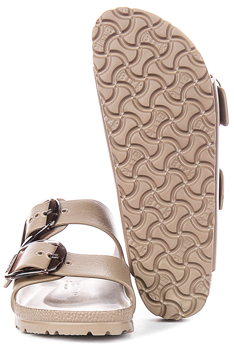 Sandalias Birkenstock Arizona | EVA topo, con hebilla grande, para mujer, horma estrecha