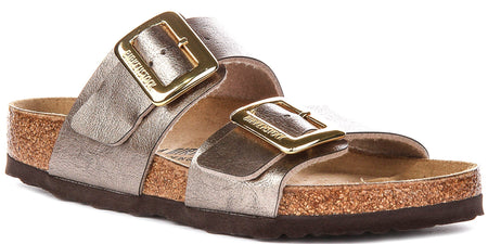 Sabots Birkenstock Sydney Cushion | en cuir suédé taupe pour femmes – largeur normale