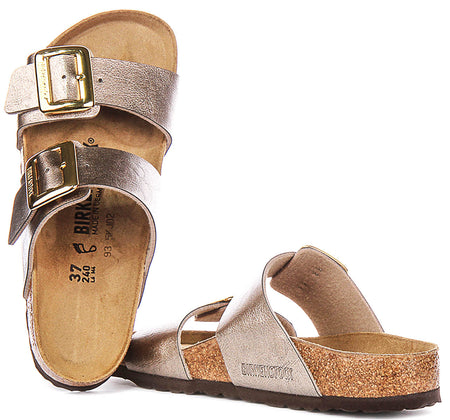 Sabots Birkenstock Sydney Cushion | en cuir suédé taupe pour femmes – largeur normale