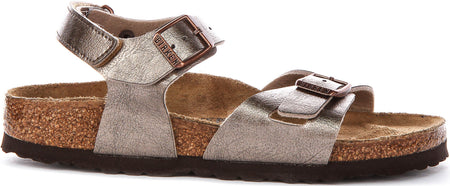 Sandali Birkenstock Rio | Birko-Flor color tortora per bambini - calzata stretta