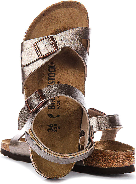 Sandali Birkenstock Rio | Birko-Flor color tortora per bambini - calzata stretta