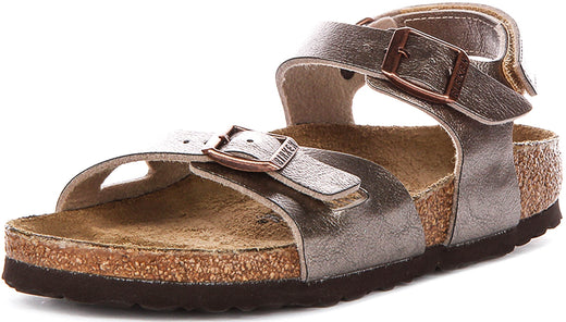 Sandali Birkenstock Rio | Birko-Flor color tortora per bambini - calzata stretta