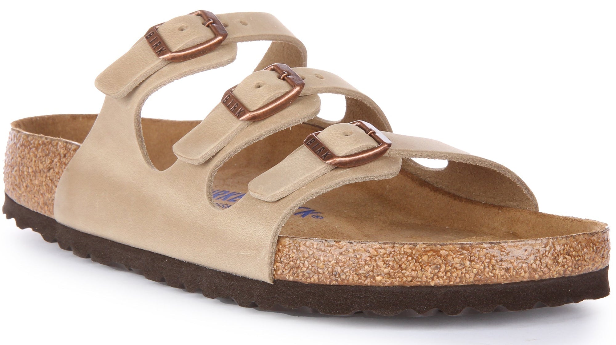 Sandales Birkenstock Florida | Cuir véritable tabac pour homme et femme