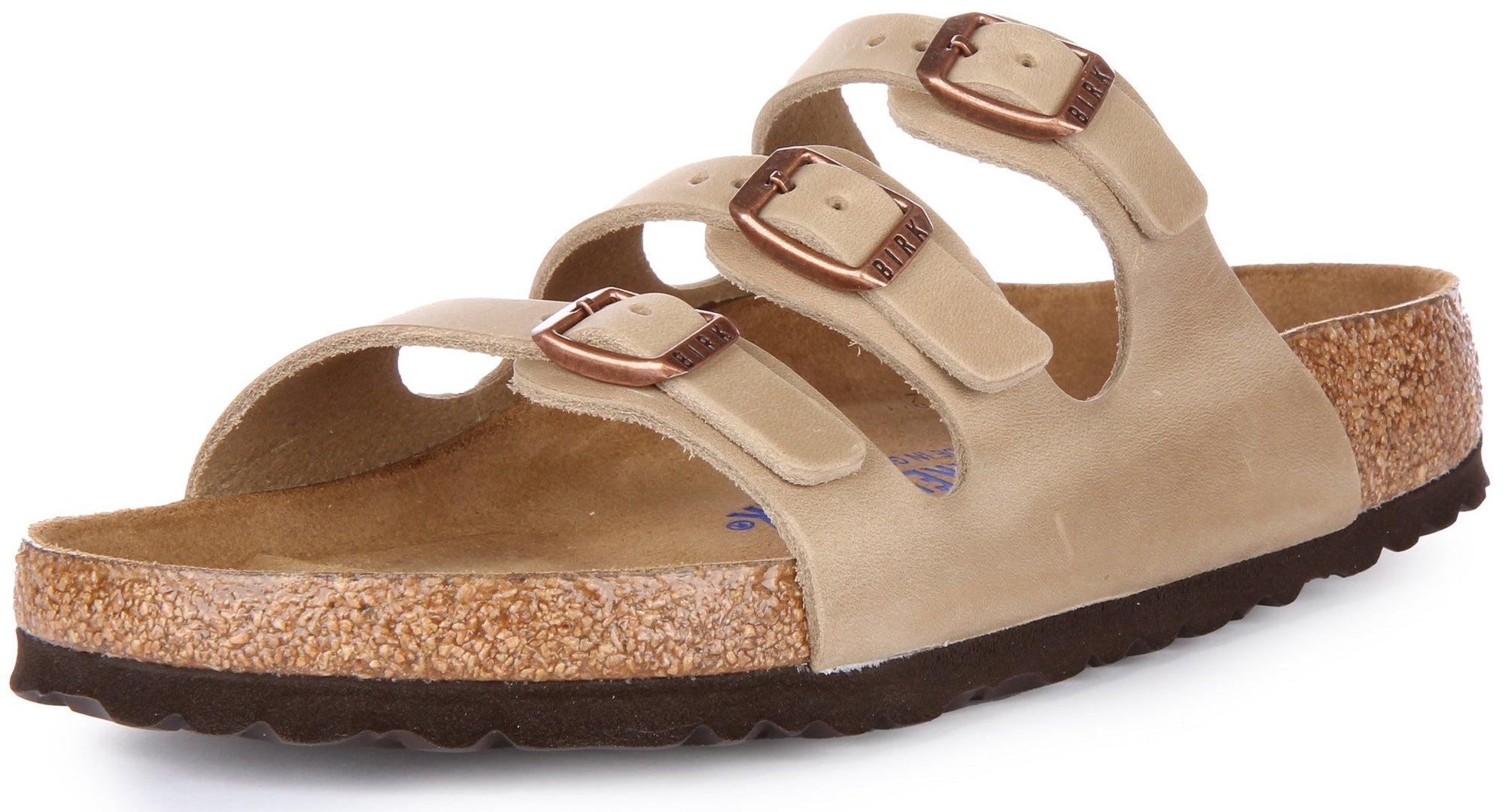 Sandales Birkenstock Florida | Cuir véritable tabac pour homme et femme