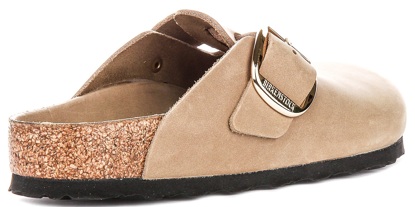 Zoccoli Birkenstock Boston | Pelle nabuk color tabacco - fibbia grande da uomo e donna - calzata regolare