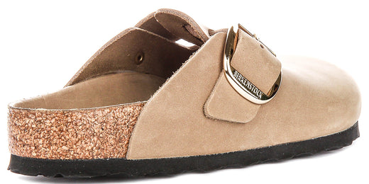 Zoccoli Birkenstock Boston | Pelle nabuk color tabacco - fibbia grande da uomo e donna - calzata regolare