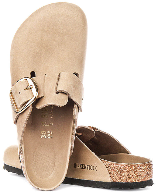 Zoccoli Birkenstock Boston | Pelle nabuk color tabacco - fibbia grande da uomo e donna - calzata regolare